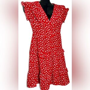 Monteau Red Floral Kids Dress